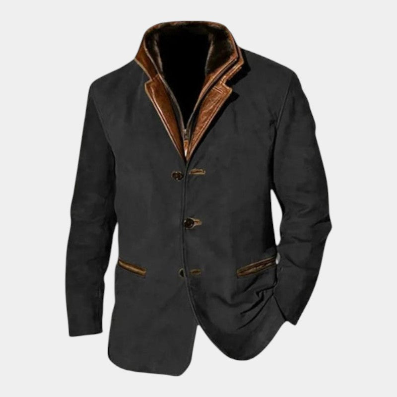 Men’s Suede Jacket With Faux Trim