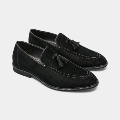 Men’s Suede Tassel Loafers With Contrast Stitching