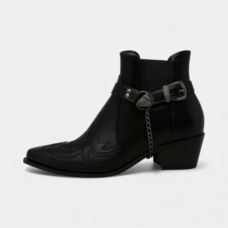 Men’s Synthetic Western Ankle Boots With Strap Detail