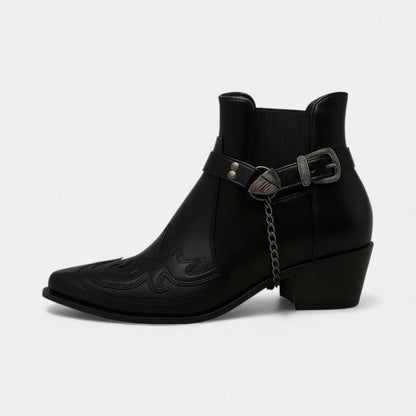 Men’s Synthetic Western Ankle Boots With Strap Detail