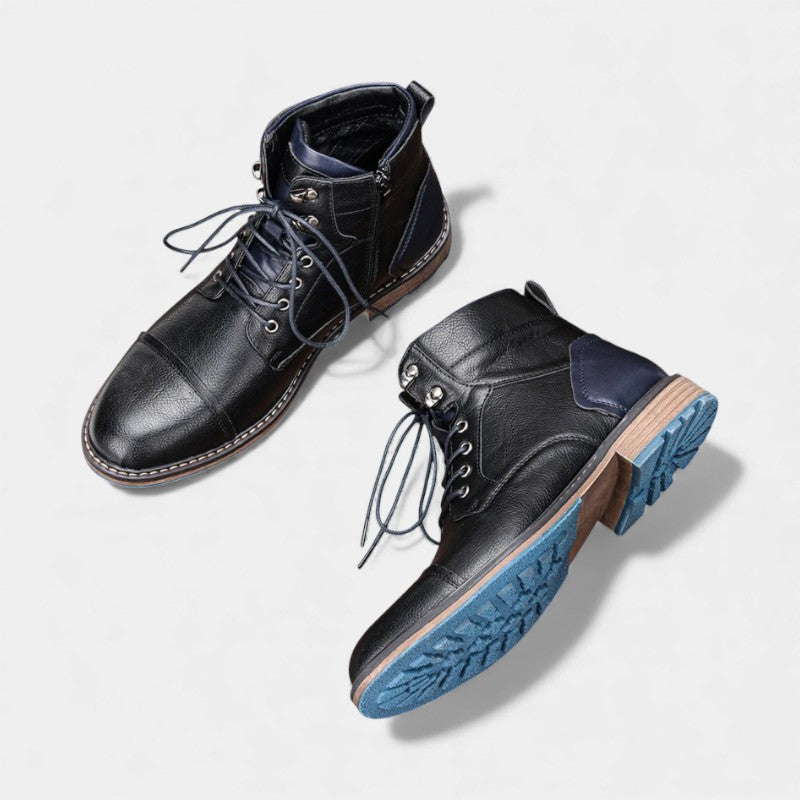 Men’s Textured Upper Ankle Boots With Lace Front