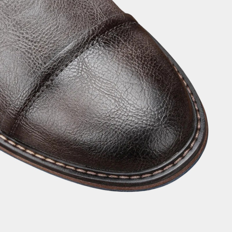 Men’s Textured Upper Ankle Boots With Lace Front