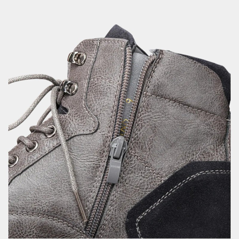 Men’s Textured Upper Ankle Boots With Lace Front
