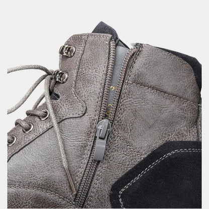 Men’s Textured Upper Ankle Boots With Lace Front