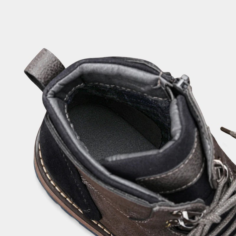Men’s Textured Upper Ankle Boots With Lace Front