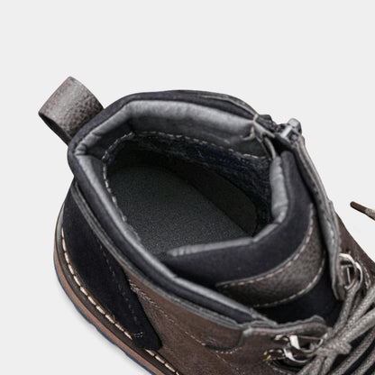 Men’s Textured Upper Ankle Boots With Lace Front