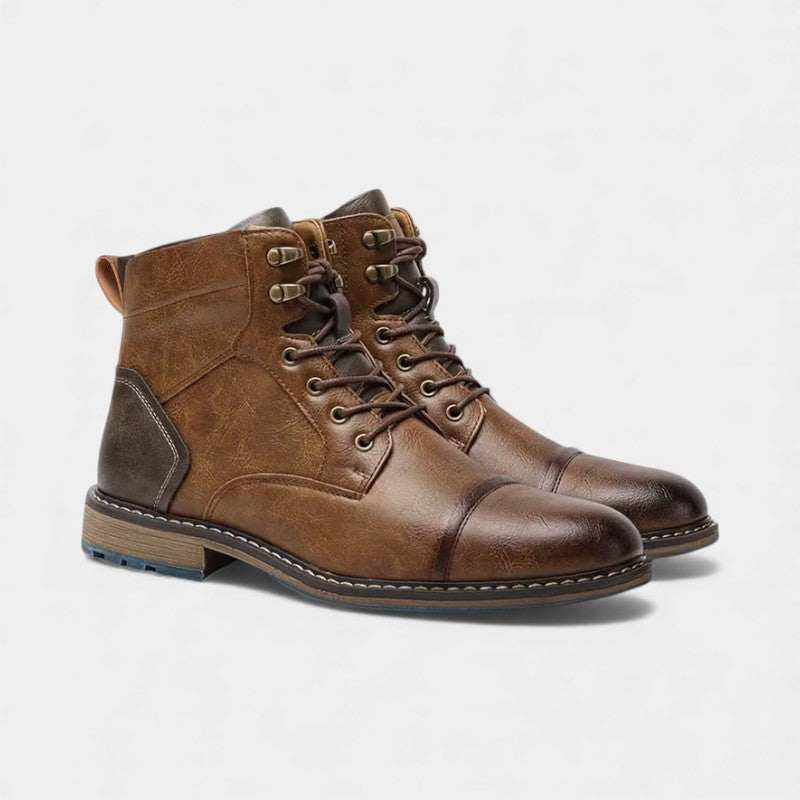 Men’s Textured Upper Ankle Boots With Lace Front