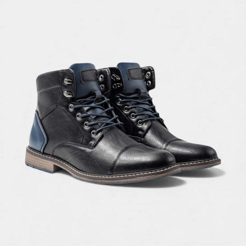 Men’s Textured Upper Ankle Boots With Lace Front