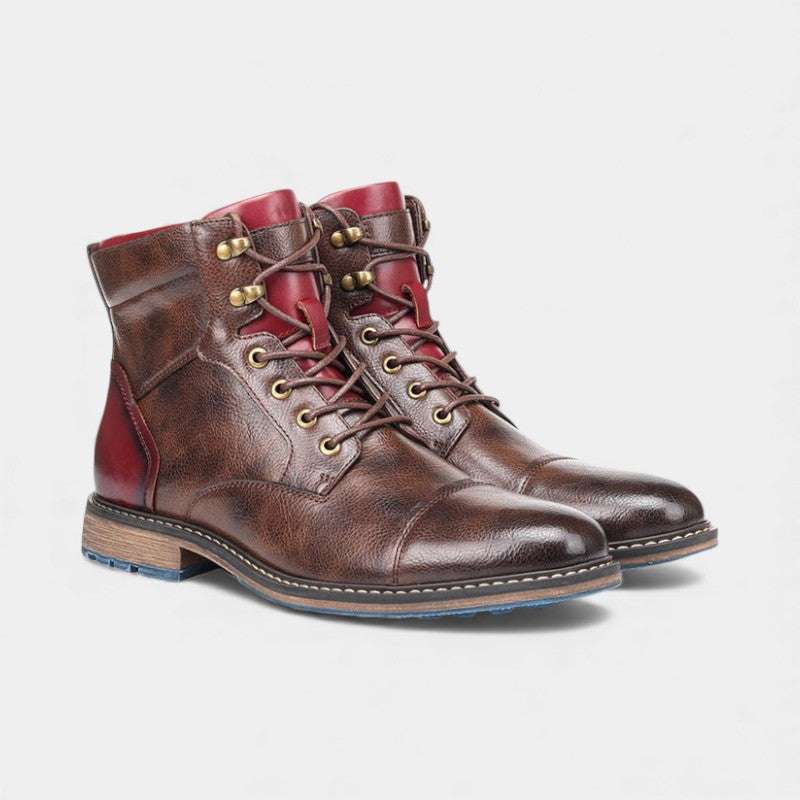 Men’s Textured Upper Ankle Boots With Lace Front