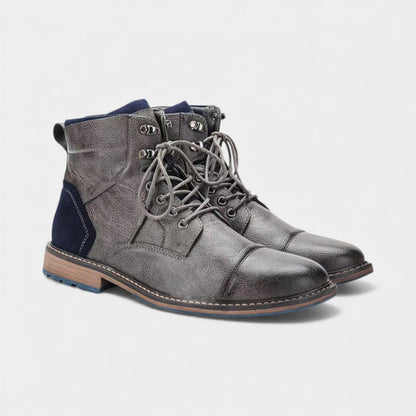 Men’s Textured Upper Ankle Boots With Lace Front