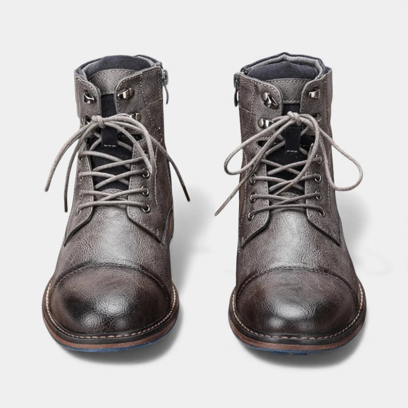 Men’s Textured Upper Ankle Boots With Lace Front
