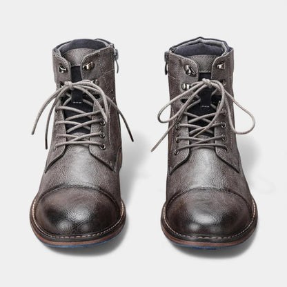 Men’s Textured Upper Ankle Boots With Lace Front