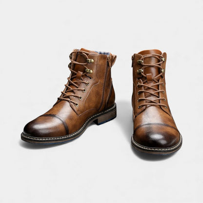 Men’s Textured Upper Ankle Boots With Lace Front