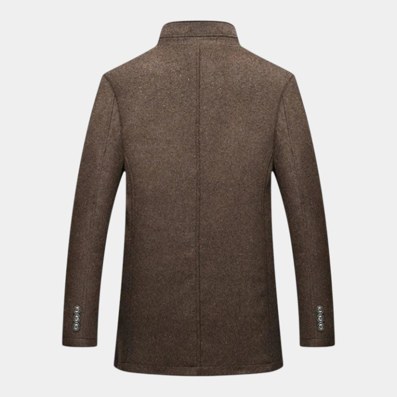 Men’s Wool Coat With Button Fastening and Quilted Lining