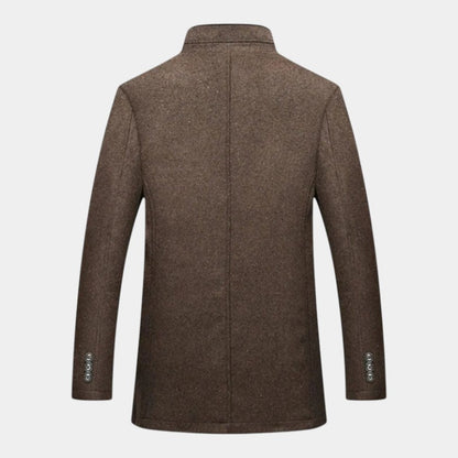 Men’s Wool Coat With Button Fastening and Quilted Lining