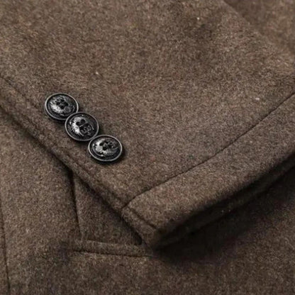 Men’s Wool Coat With Button Fastening and Quilted Lining