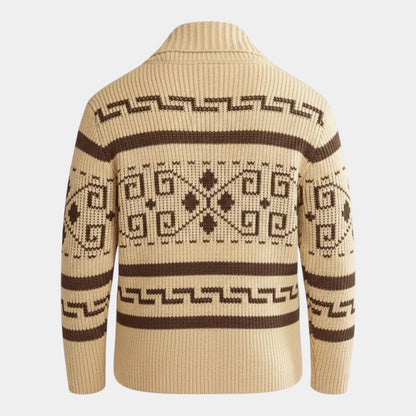 Men’s Wool Knit Cardigan With Zipper and Turn-Down Collar