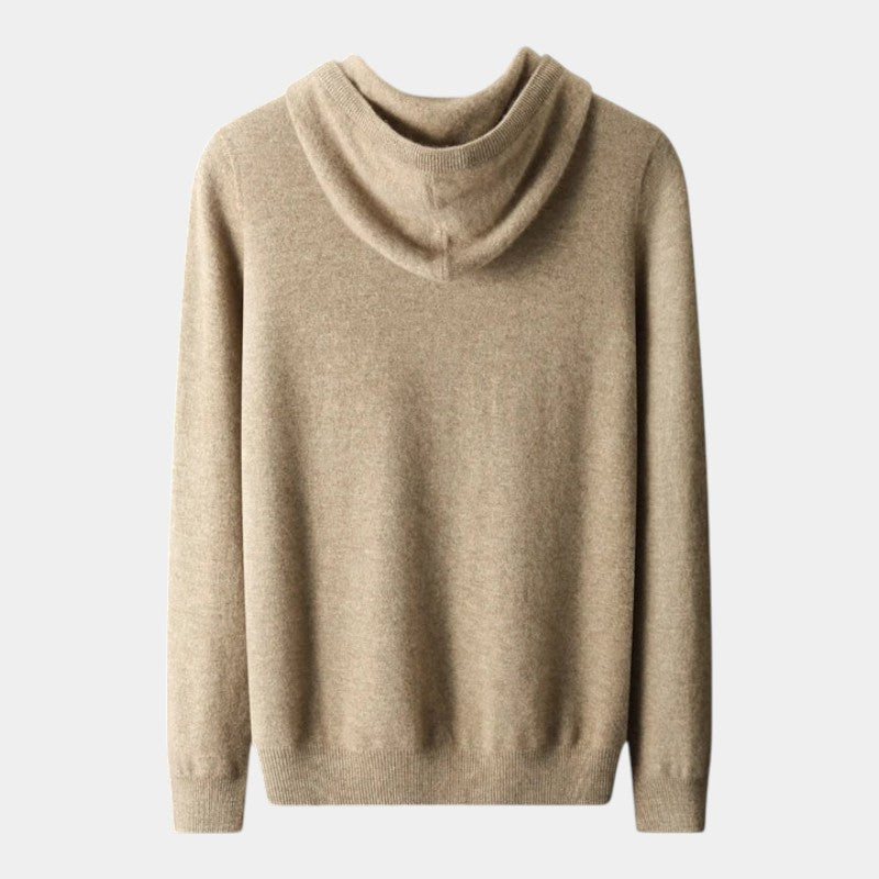 Men’s Wool Knit Hoodie With Ribbed Edges
