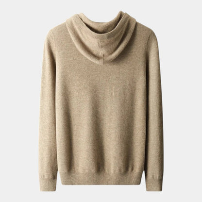 Men’s Wool Knit Hoodie With Ribbed Edges