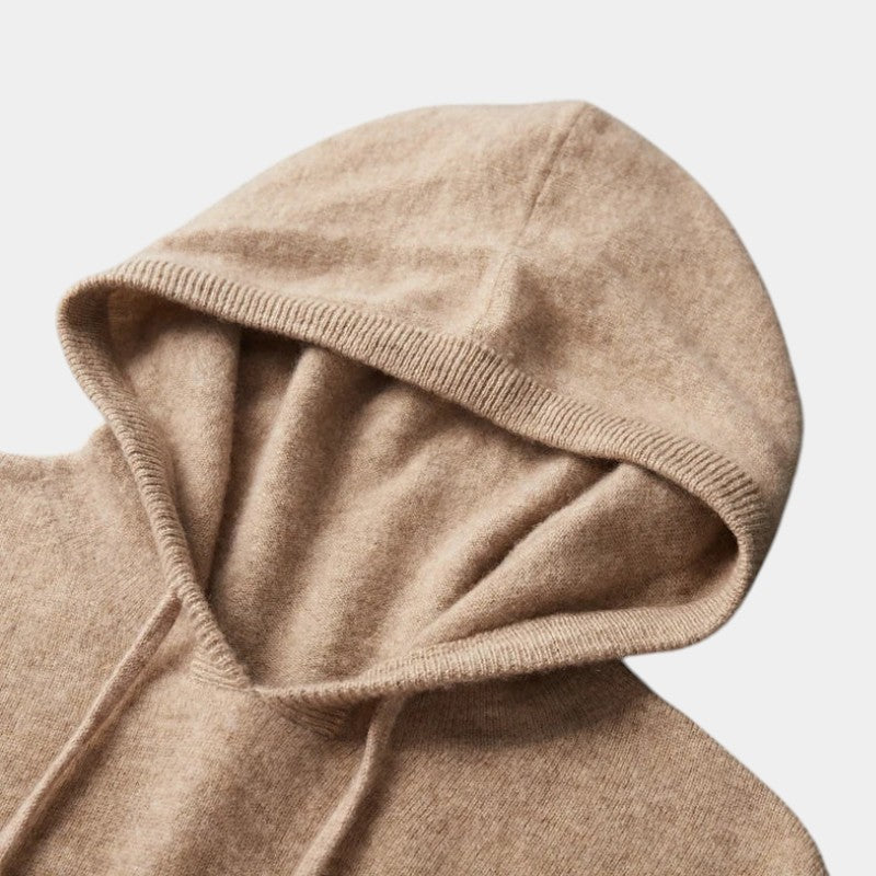 Men’s Wool Knit Hoodie With Ribbed Edges