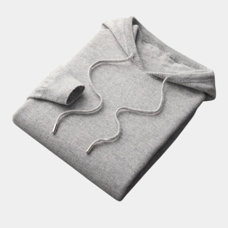 Men’s Wool Knit Hoodie With Ribbed Edges