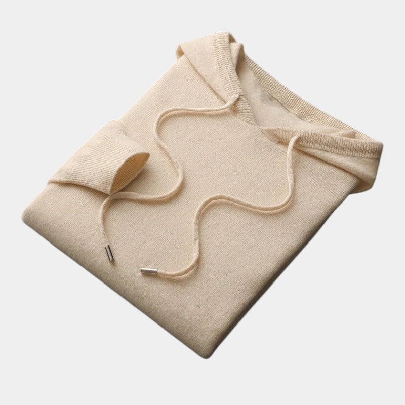 Men’s Wool Knit Hoodie With Ribbed Edges