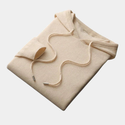 Men’s Wool Knit Hoodie With Ribbed Edges