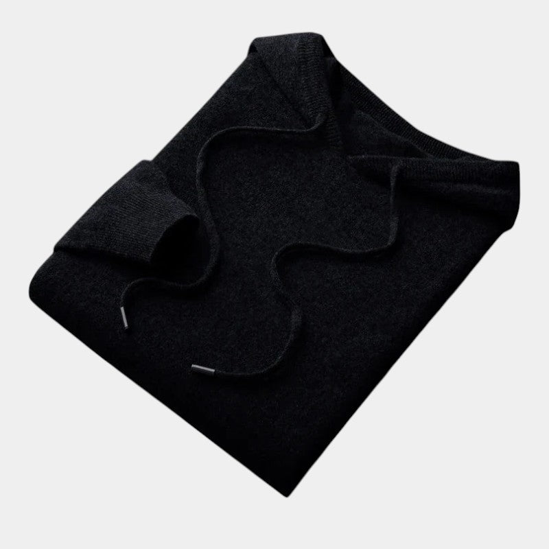 Men’s Wool Knit Hoodie With Ribbed Edges