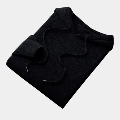 Men’s Wool Knit Hoodie With Ribbed Edges