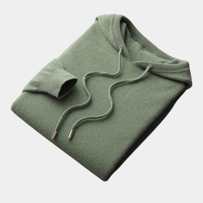 Men’s Wool Knit Hoodie With Ribbed Edges