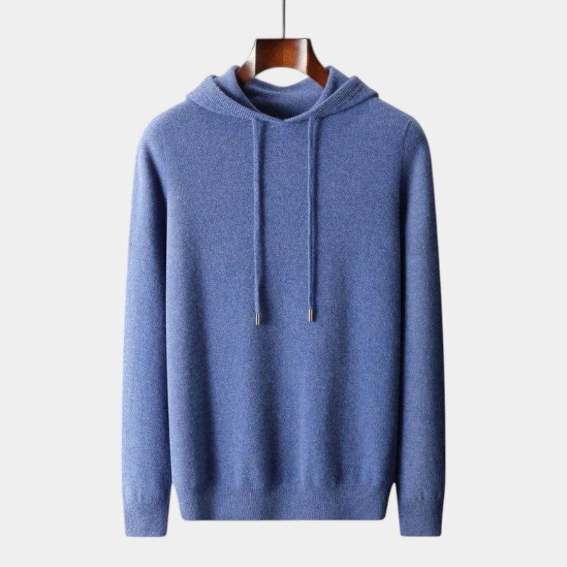 Men’s Wool Knit Hoodie With Ribbed Edges