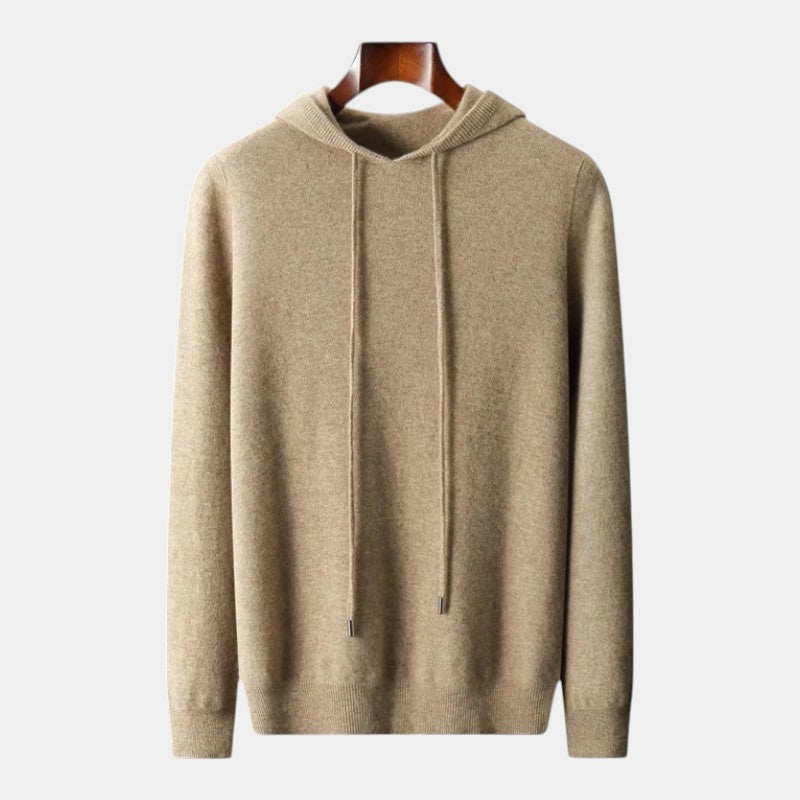 Men’s Wool Knit Hoodie With Ribbed Edges