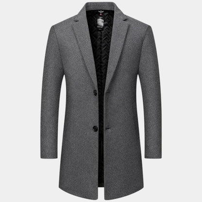 Men’s Wool Long Coat With Button Fastening