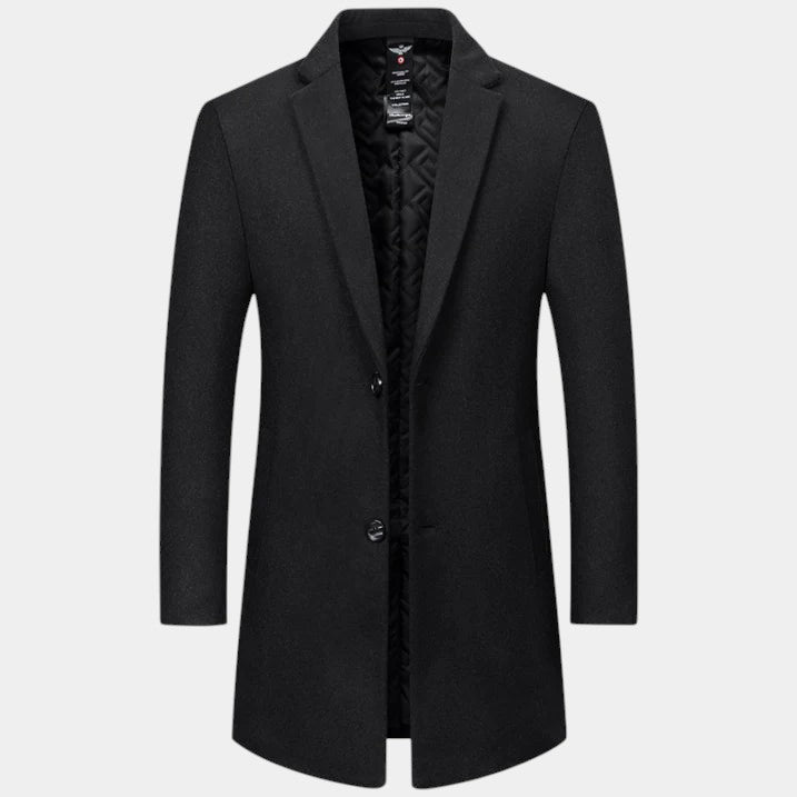 Men’s Wool Long Coat With Button Fastening