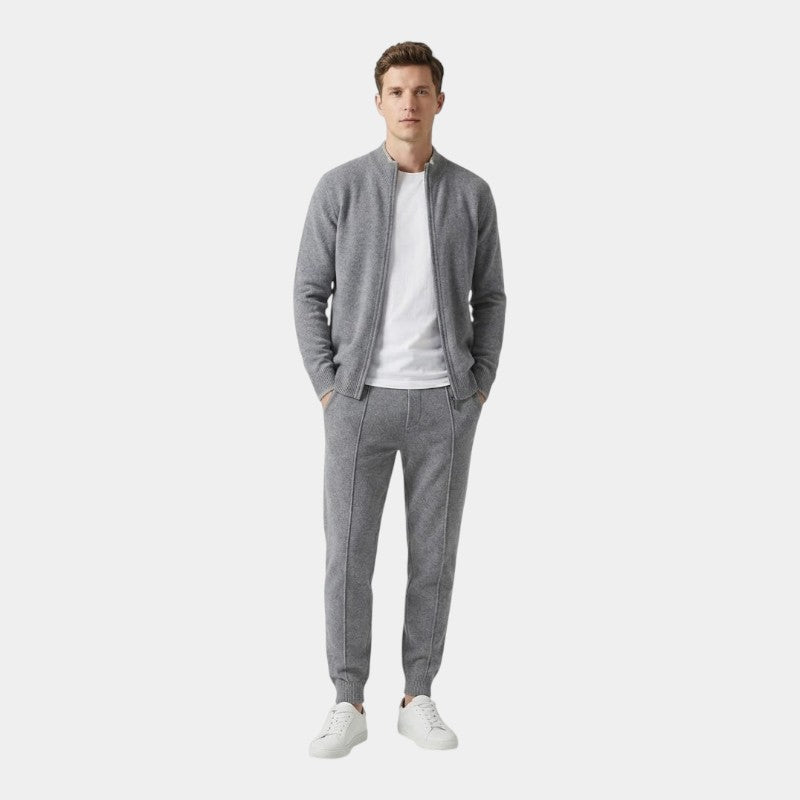 Men’s Wool Lounge Set With Zip Cardigan and Drawstring Trousers