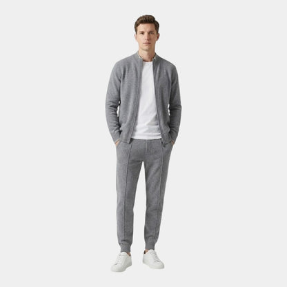 Men’s Wool Lounge Set With Zip Cardigan and Drawstring Trousers