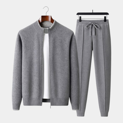 Men’s Wool Lounge Set With Zip Cardigan and Drawstring Trousers