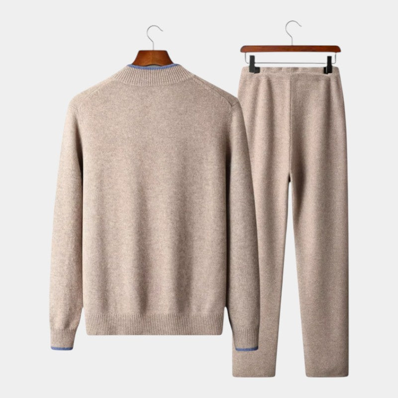 Men’s Wool Lounge Set With Zip Cardigan and Drawstring Trousers