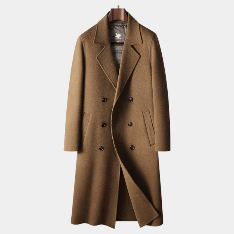 Men’s Wool Overcoat With Double Breasted Front and Long Length