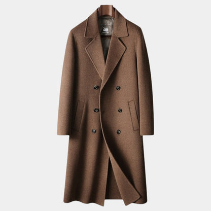 Men’s Wool Overcoat With Double Breasted Front and Long Length