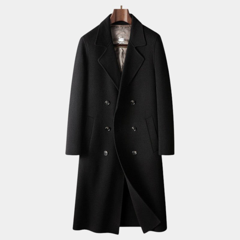 Men’s Wool Overcoat With Double Breasted Front and Long Length