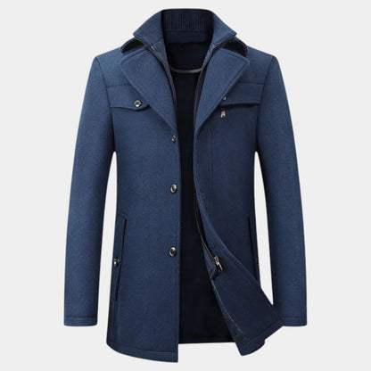 Men’s Wool Overcoat With Zip Insert and Button Cuffs