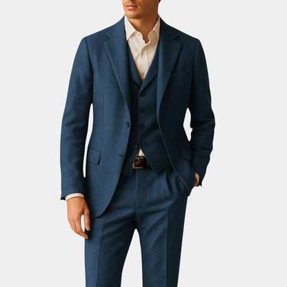 Men’s Wool Three Piece Suit With Waistcoat