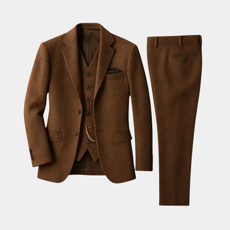 Men’s Wool Three Piece Suit With Waistcoat