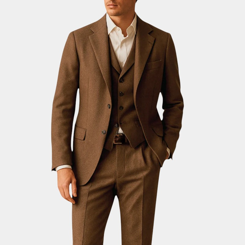 Men’s Wool Three Piece Suit With Waistcoat