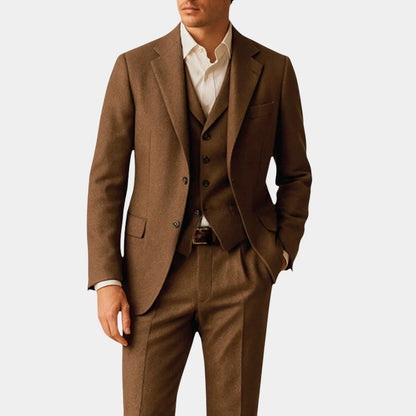 Men’s Wool Three Piece Suit With Waistcoat