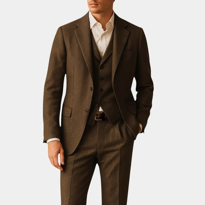Men’s Wool Three Piece Suit With Waistcoat