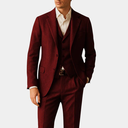 Men’s Wool Three Piece Suit With Waistcoat