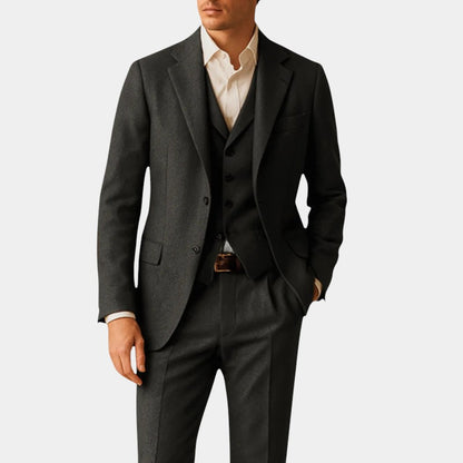 Men’s Wool Three Piece Suit With Waistcoat