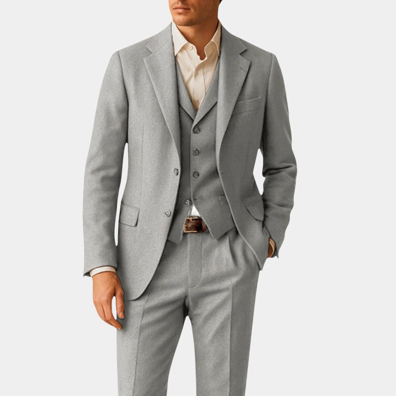 Men’s Wool Three Piece Suit With Waistcoat